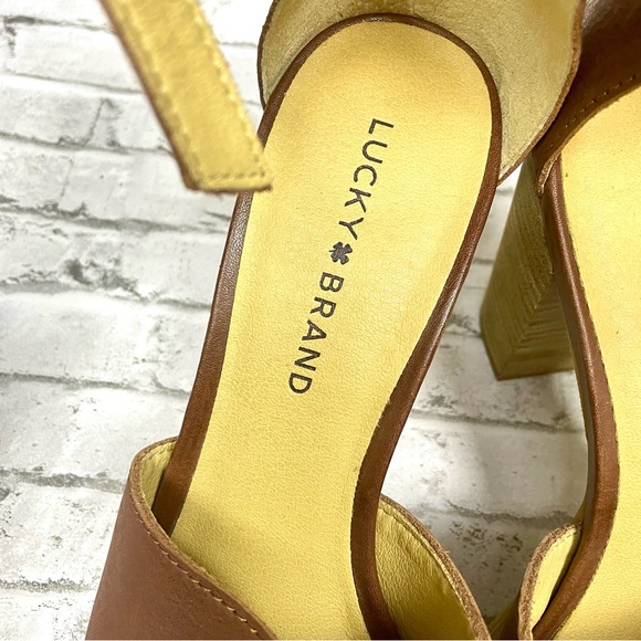 Lucky Brand Nanika Leather Heeled Sandals Dark Brown Neutral Women's Size 9.5 - Picture 5 of 14